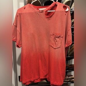 We The Free Red Short Sleeve Tee Casual Crew Neck